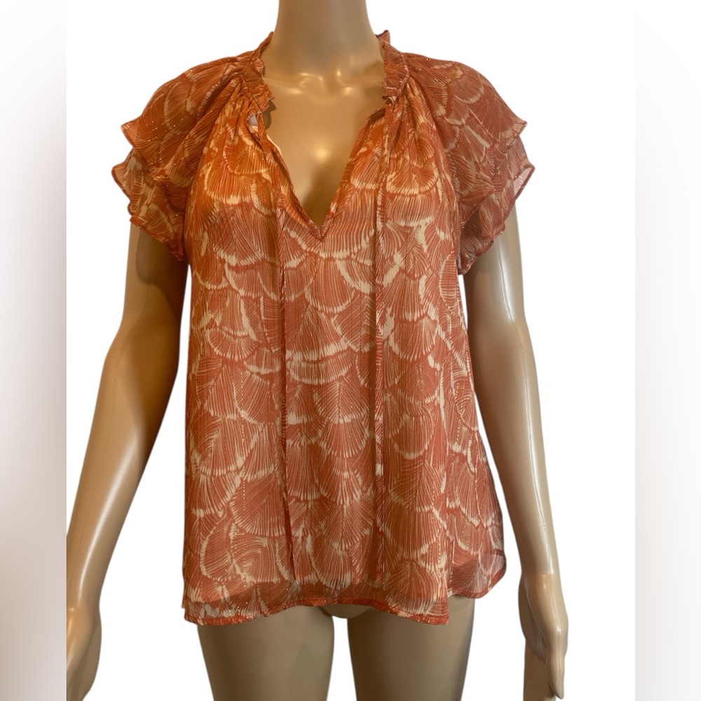 Lavender Brown Women's rust multi Patterned Top s… - image 1